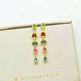 Blythe Stud Earring Gold Plated - Multi Tourmaline & Iolite