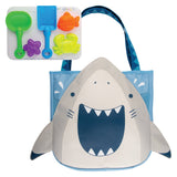 Stephen Joseph Gifts beach tote with shark sand toys play set, featuring a colorful shark design and playful accessories for beach fun.
