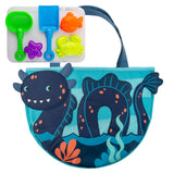 Stephen Joseph Gifts beach tote with shark sand toys play set, featuring a colorful shark design and various sand play tools.