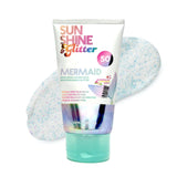 Sunshine & Glitter Mermaid Biodegradable Glitter SPF 50 tube with vibrant, shimmering glitter for sun protection and eco-friendly fun