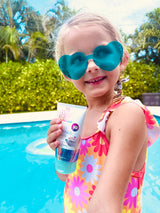 Sunshine & Glitter Mermaid Biodegradable Glitter SPF 50 tube, vibrant iridescent glitter with sun protection, eco-friendly packaging.