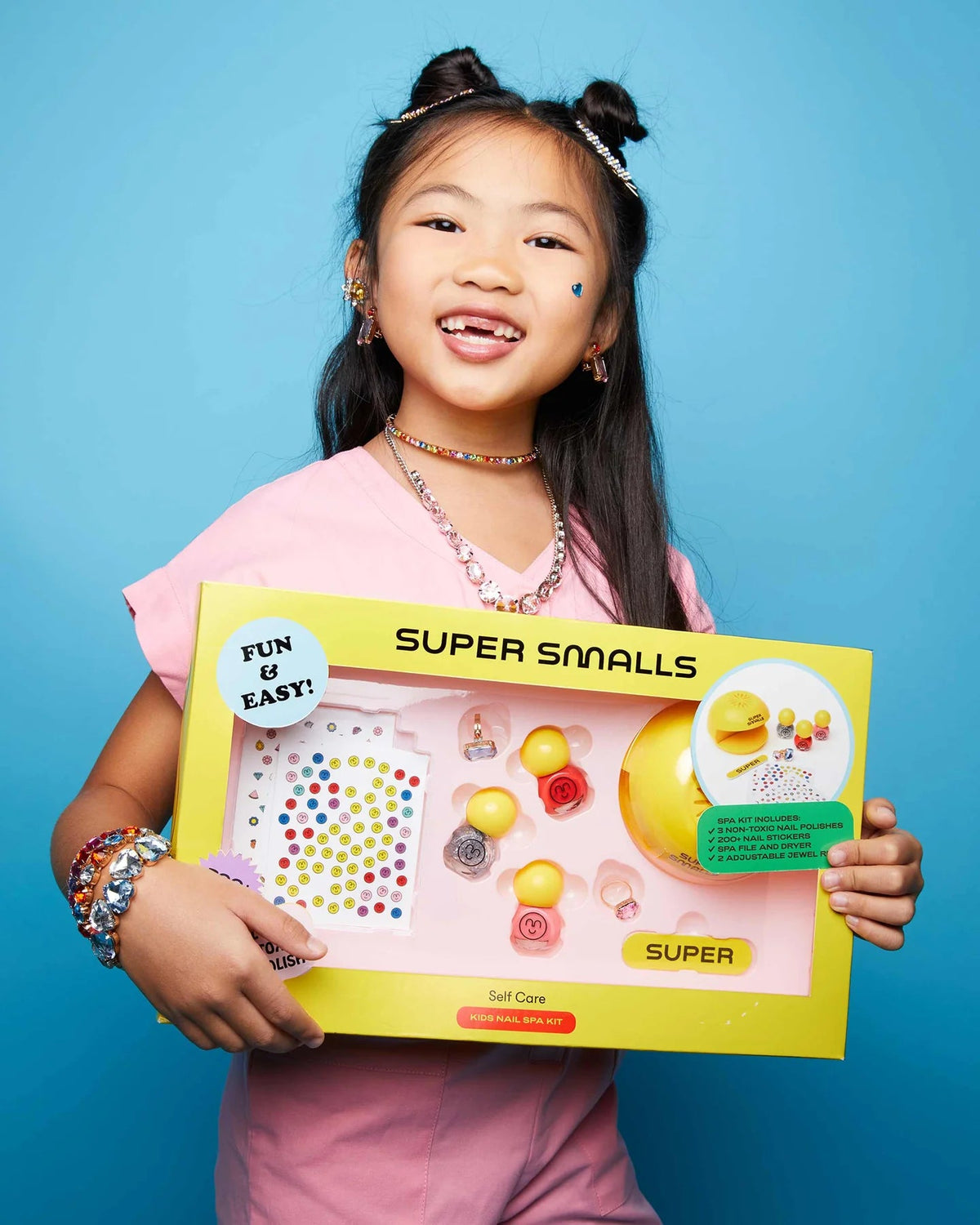 Super Smalls Self Care Nail Kit with nail polish, tools, and accessories for at-home manicure and pedicure care.