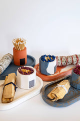 Limit Edition Navy Two Tone Candle Match Holder w/ Striker