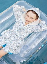 Timo & Violet Coral Reef bathrobe for 1-2 year-olds, colorful and cozy for children, with a vibrant coral reef pattern.