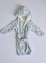 Timo & Violet Coral Reef bathrobe in multi-color for 1-2 years, soft fabric with vibrant coral reef pattern, toddler size.