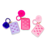 Pink 3D bow pom pom zip wallet by Tiny Treats and ZOMI GEMS with playful design and compact size.