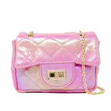 Classic Quilted Shiny Mini Bag: Pearl