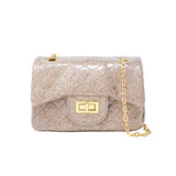 Classic Quilted Sparkle Mini Bag. rainbow