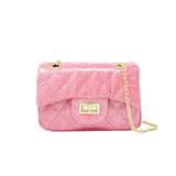 Classic Quilted Sparkle Mini Bag. rainbow