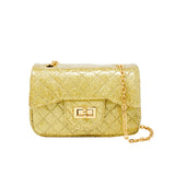 Classic Quilted Sparkle Mini Bag. rainbow