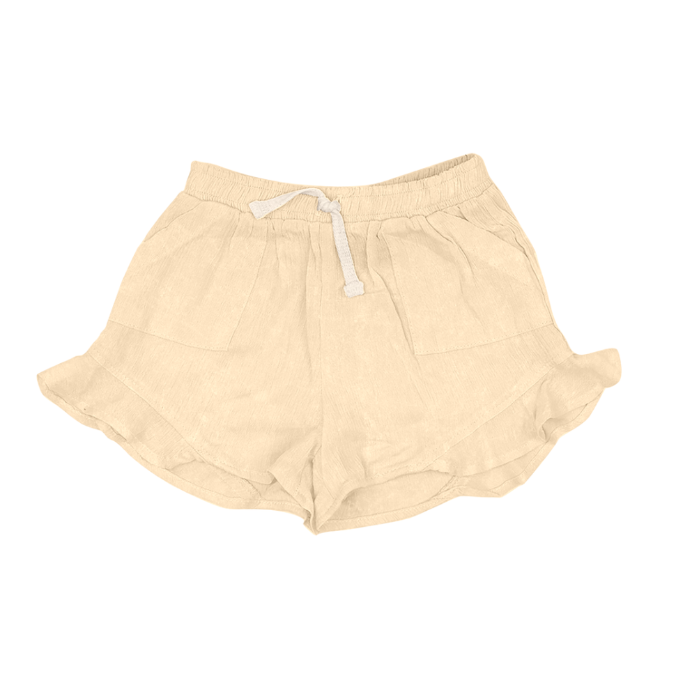 Tiny Whales Orange Julius French Terry Butterfly Shorts with colorful butterfly print, soft fabric, and comfortable fit for kids.