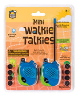Pair of Toysmith Outdoor Discovery Mini Walkie Talkies for kids, compact communication devices in a set of two.