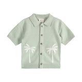 Palm Trees Embroidered Baby Shirt & Shorts Set (Organic): Sage Green