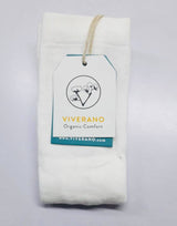 Baby girl Viverano Organics fine knit tights with floral jacquard pattern, made from organic blend, suitable for 3-6 months.