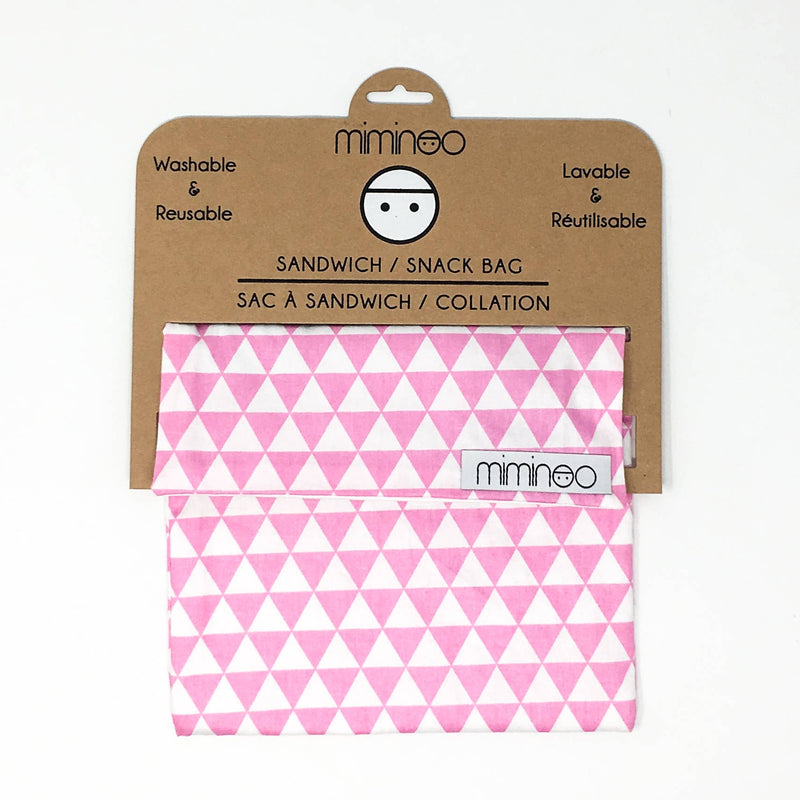 Reusable Snack/Lunch/Makeup,.. Bag - Triangle Bright Pink