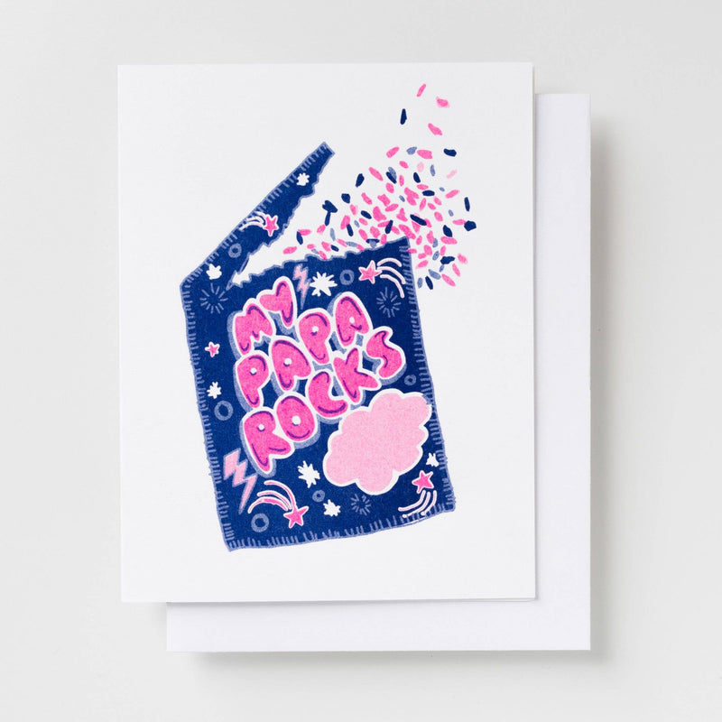 My Papa Rocks Risograph Card