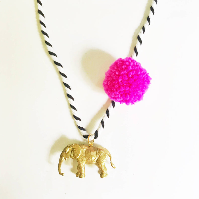 Elephant Pom Pom Necklace