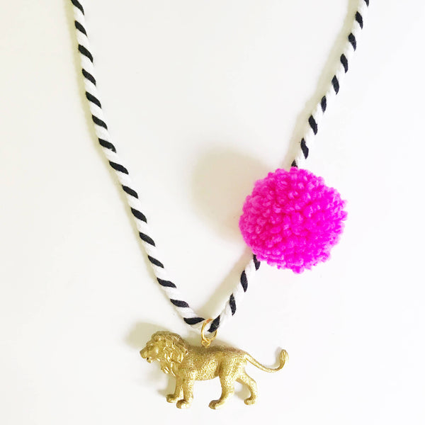 Lion Pom Pom Necklace