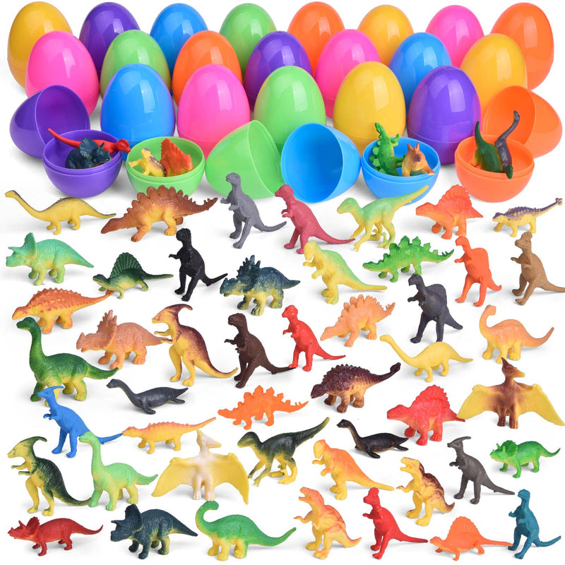 48Pack Easter Eggs Prefilled with Mini Dinosaur Toys Figures