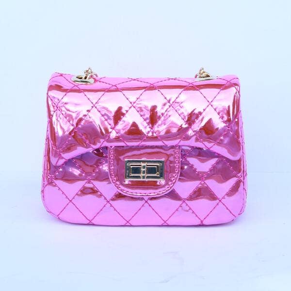 Hot Pink Metallic Quilted Purse