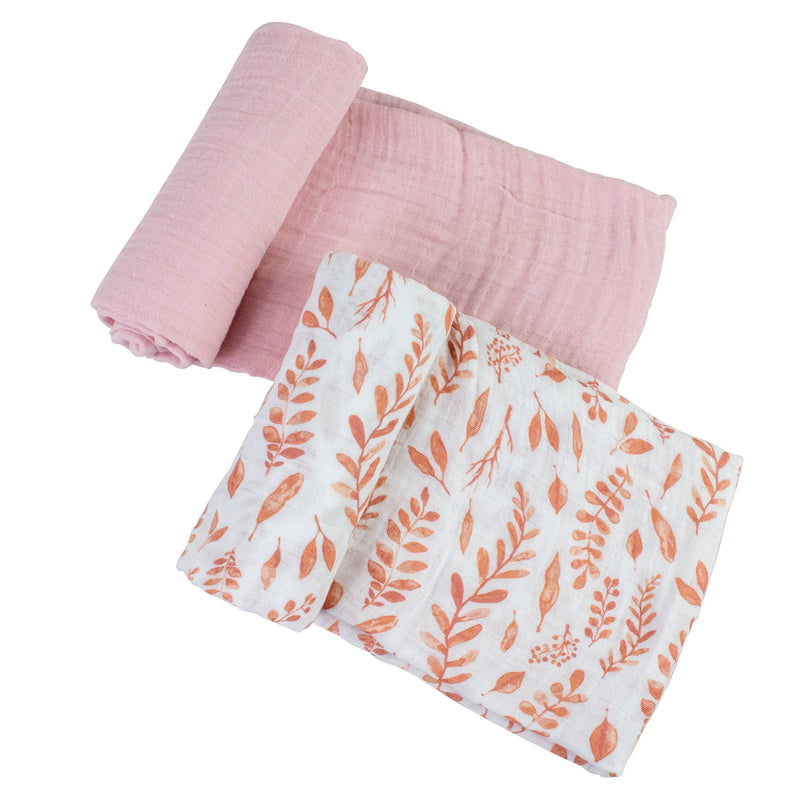 Pink Leaves & Cotton Cand Classic Muslin Swaddle Blanket Set
