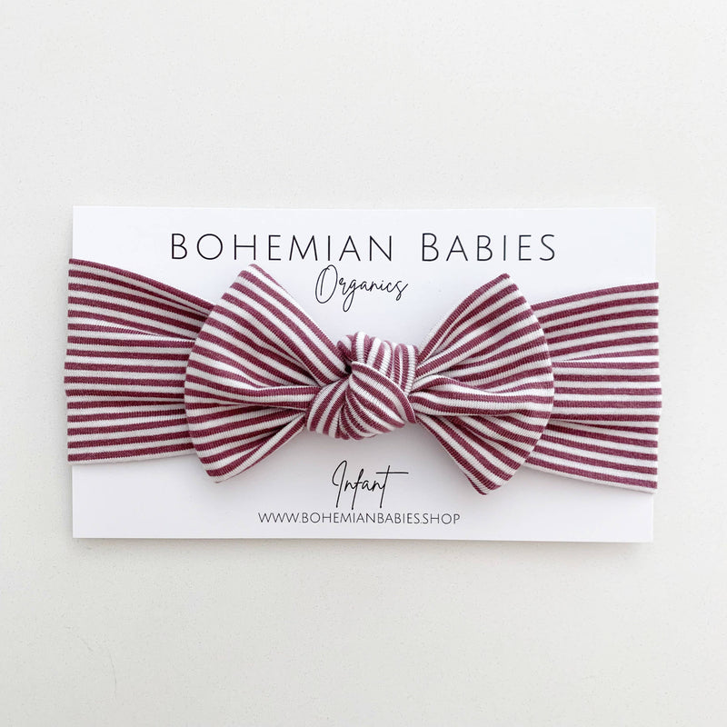 Bamboo Bow Headband: Rose Brown Stripe: Child