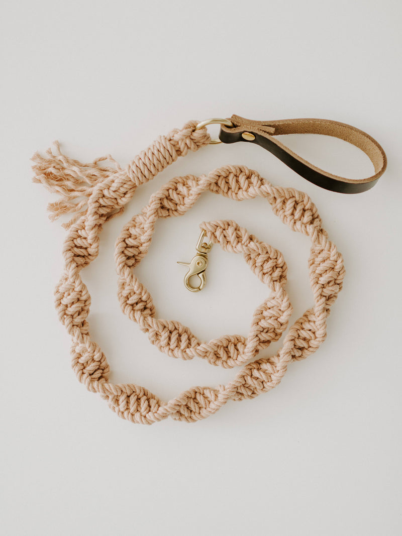 Dusty Rose Macrame Dog Leash