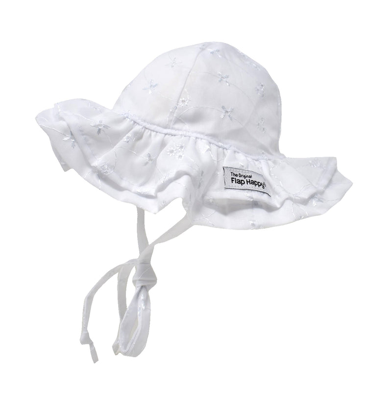 Girls and Boys Double Ruffle Sun Hat / White Eyelet