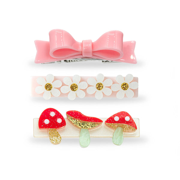 SPR24-Mushroom Red and Bow Hair Clips