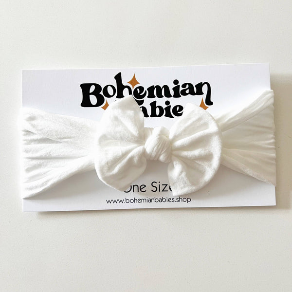 Nylon Baby Bow | White | One Size Fits All