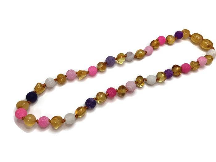 Baltic Amber Teething Necklace Polished Honey Fluorite Focus Clarity Necklace  or Bracelet