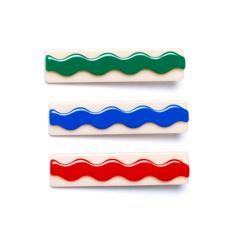 BTS23-Ric-Rac Red+Royal Blue+Green Alligator Clips(set of 3)