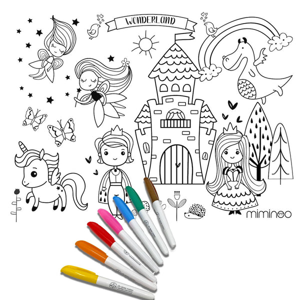 Silicone Reusable Coloring Tablemat for kids - Wonderland