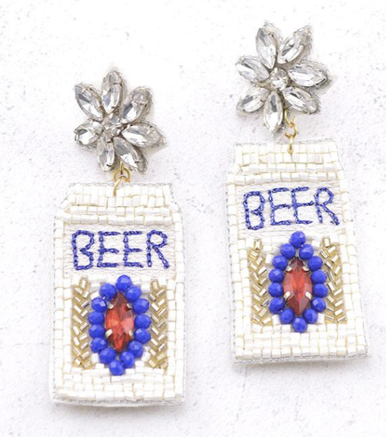 Seed Bead Handmade Beer Earrings