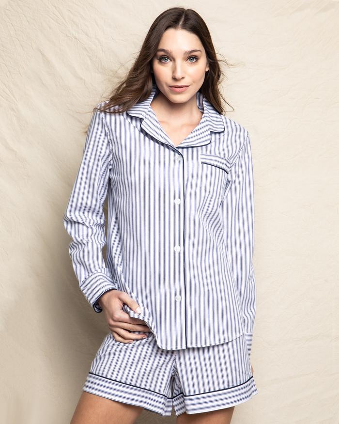 Long Sleeve Short Set in French Ticking