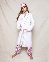 White Flannel Robe with Red Piping