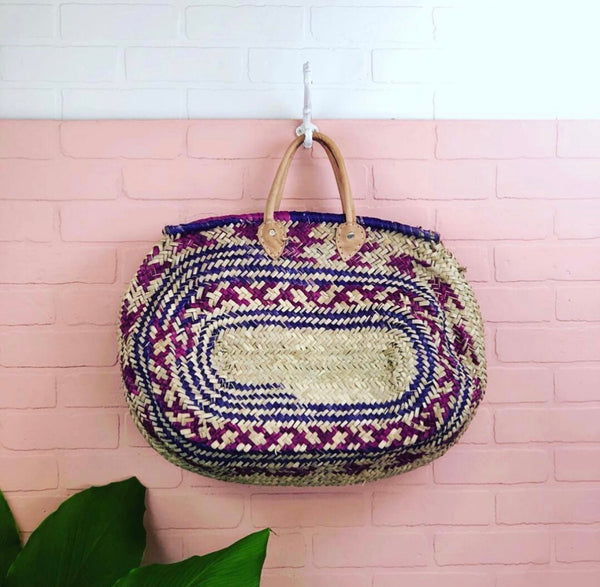 Purple Straw Tote