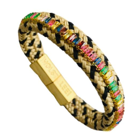 Woven Bracelet Jeweled Leopard