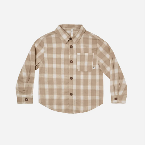 Putty Plaid Collared Long Sleeve