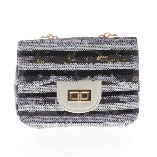 Striped Sequin Mini Handbag
