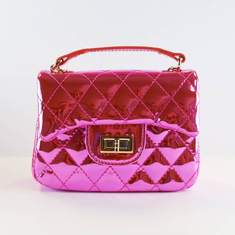 B1220-1 Crossbody Metallic Quilted Purse