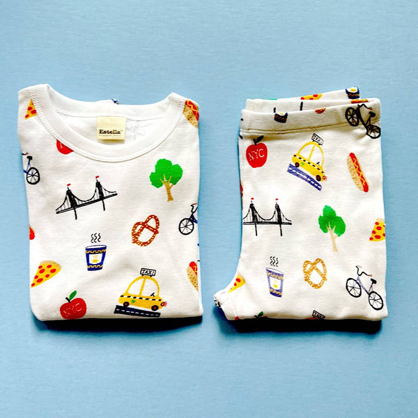 Kids NYC Print Organic Pajama Set: 3 Years