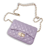 B1336& B1337  Pearl Closure Quilted Purse (6 Colors): Purple / B1336 - SMALL