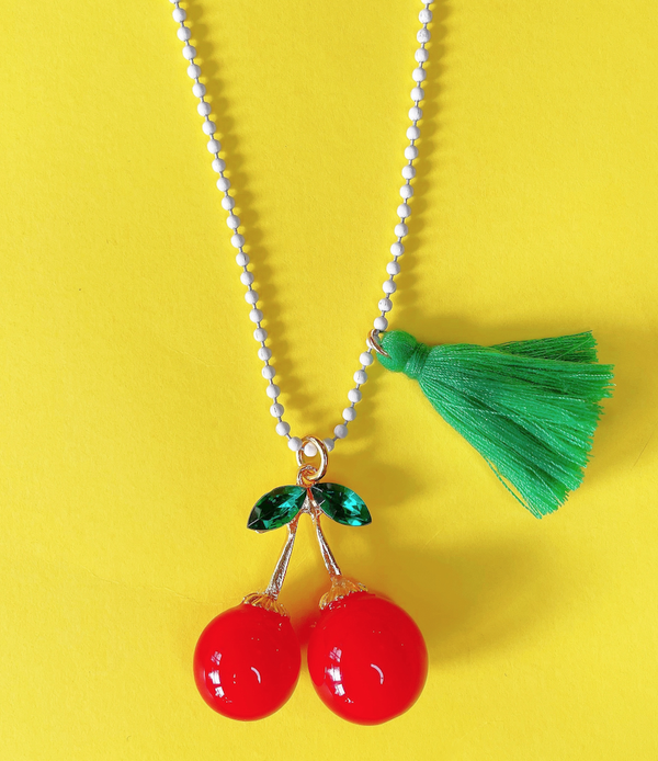 "Rhinestone Cherries" Necklace