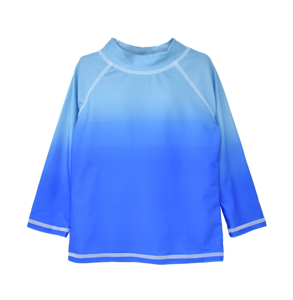 Boys Graphic Rash Guard Swim Top: Blue Ombre