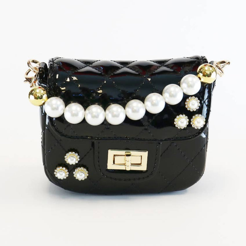 B1252 Embellished Patent Quilted Purse