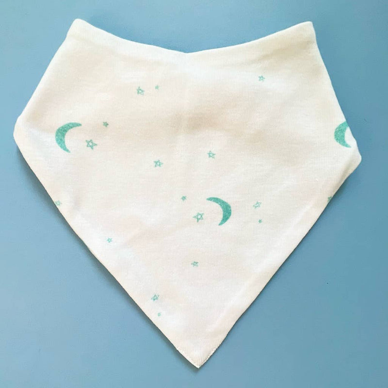 Baby Kerchief Bib-Moon and Stars: Green