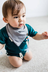 Cloud Solids: Grey Bandana Bib