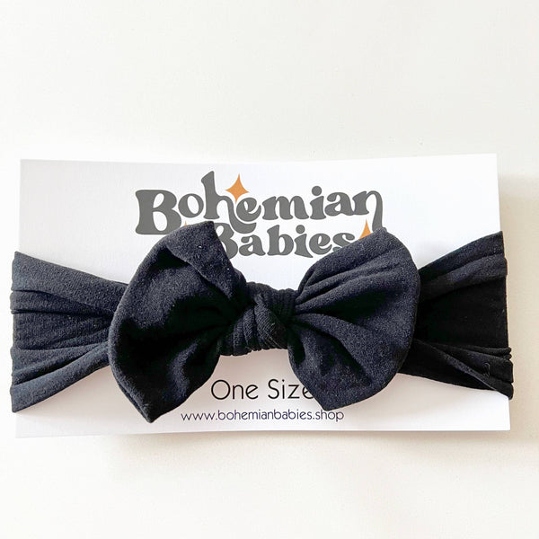 Nylon Baby Bow | Black | One Size Fits All