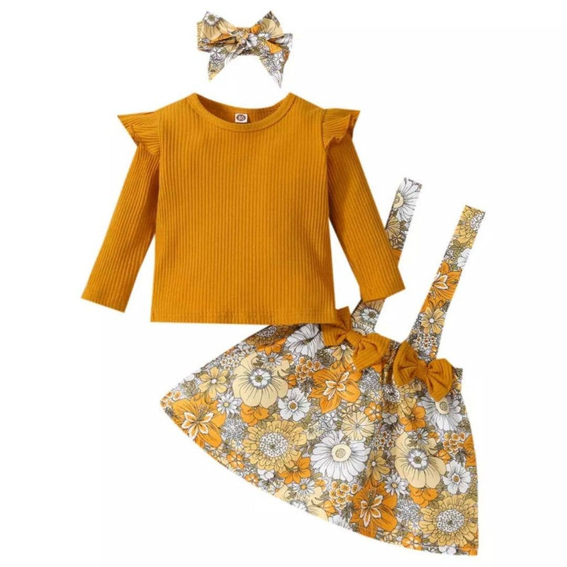 Tiny Pumpkin Spice Floral Two-Piece Outfit and Headband Set